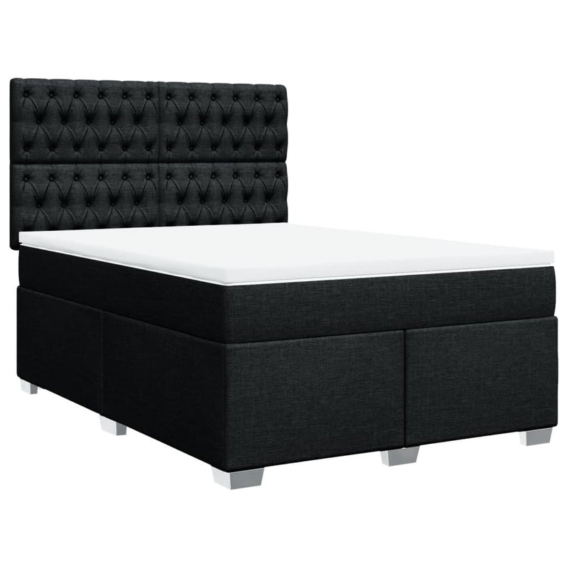 Box Spring Bed with Mattress Black Double Fabric Payday Deals
