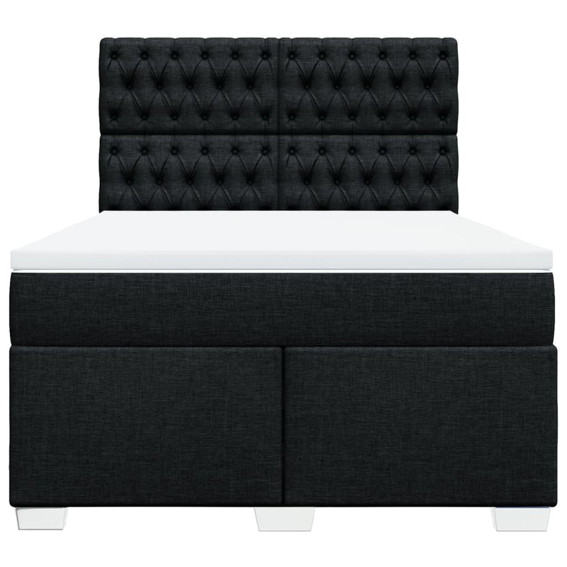 Box Spring Bed with Mattress Black Double Fabric Payday Deals