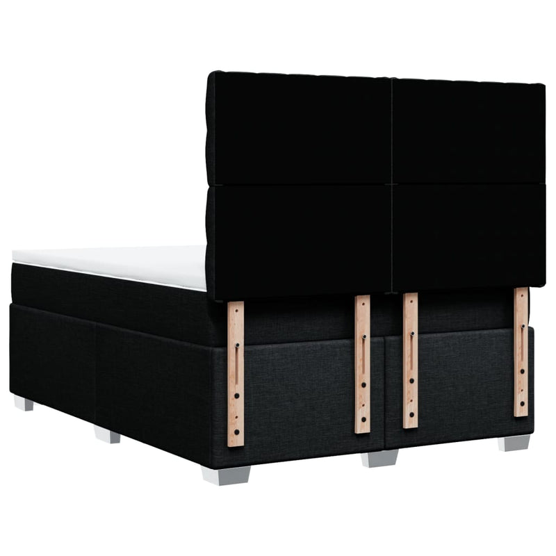 Box Spring Bed with Mattress Black Double Fabric Payday Deals