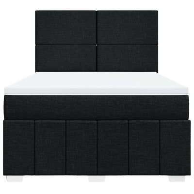 Box Spring Bed with Mattress Black Double Fabric Payday Deals