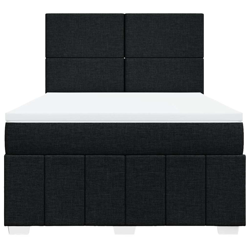 Box Spring Bed with Mattress Black Double Fabric Payday Deals