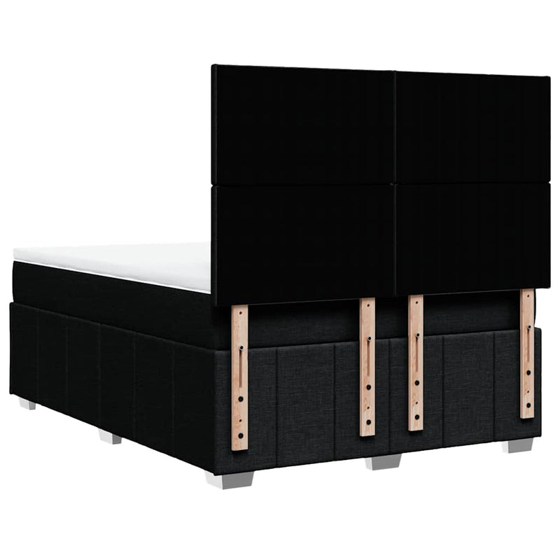 Box Spring Bed with Mattress Black Double Fabric Payday Deals