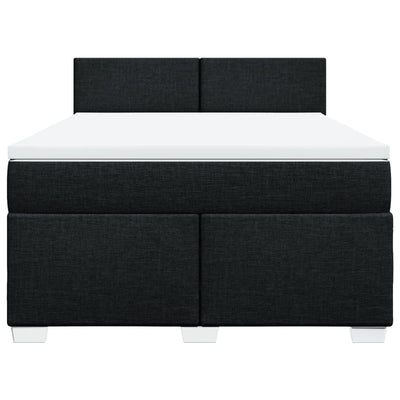 Box Spring Bed with Mattress Black Double Fabric Payday Deals