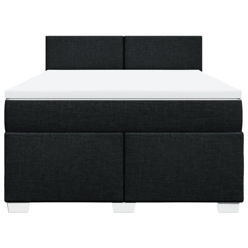 Box Spring Bed with Mattress Black Double Fabric Payday Deals