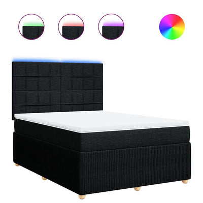 Box Spring Bed with Mattress Black Double Fabric Payday Deals