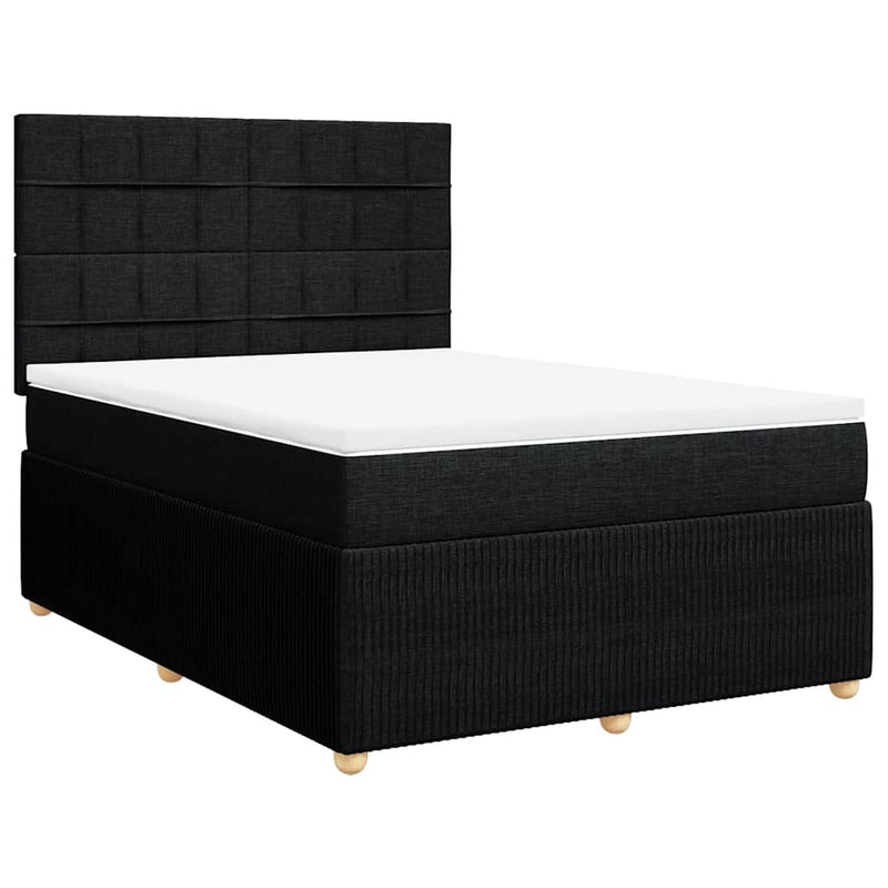 Box Spring Bed with Mattress Black Double Fabric Payday Deals