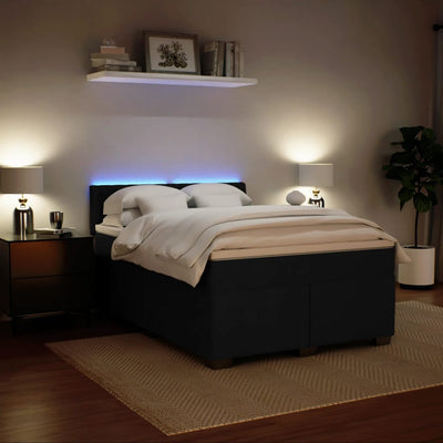 Box Spring Bed with Mattress Black Double Velvet Payday Deals