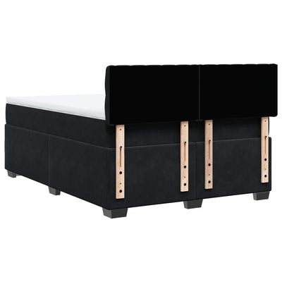 Box Spring Bed with Mattress Black Double Velvet Payday Deals