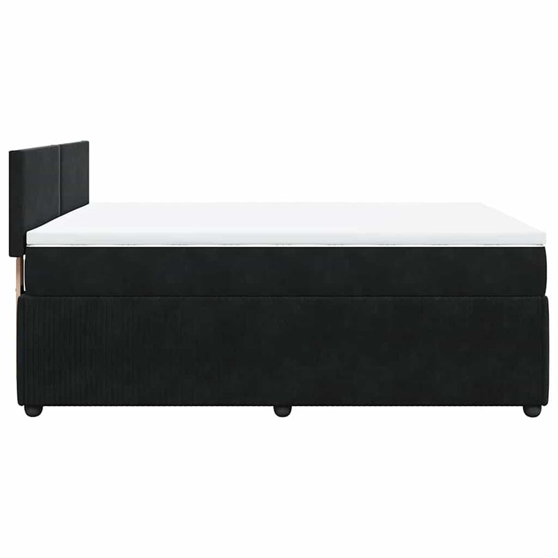 Box Spring Bed with Mattress Black Double Velvet Payday Deals
