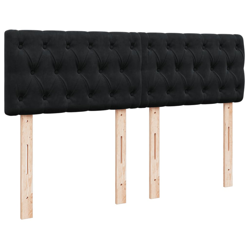 Box Spring Bed with Mattress Black Double Velvet Payday Deals