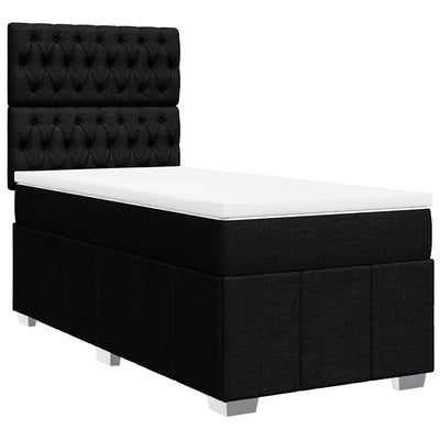 Box Spring Bed with Mattress Black King Single Fabric Payday Deals