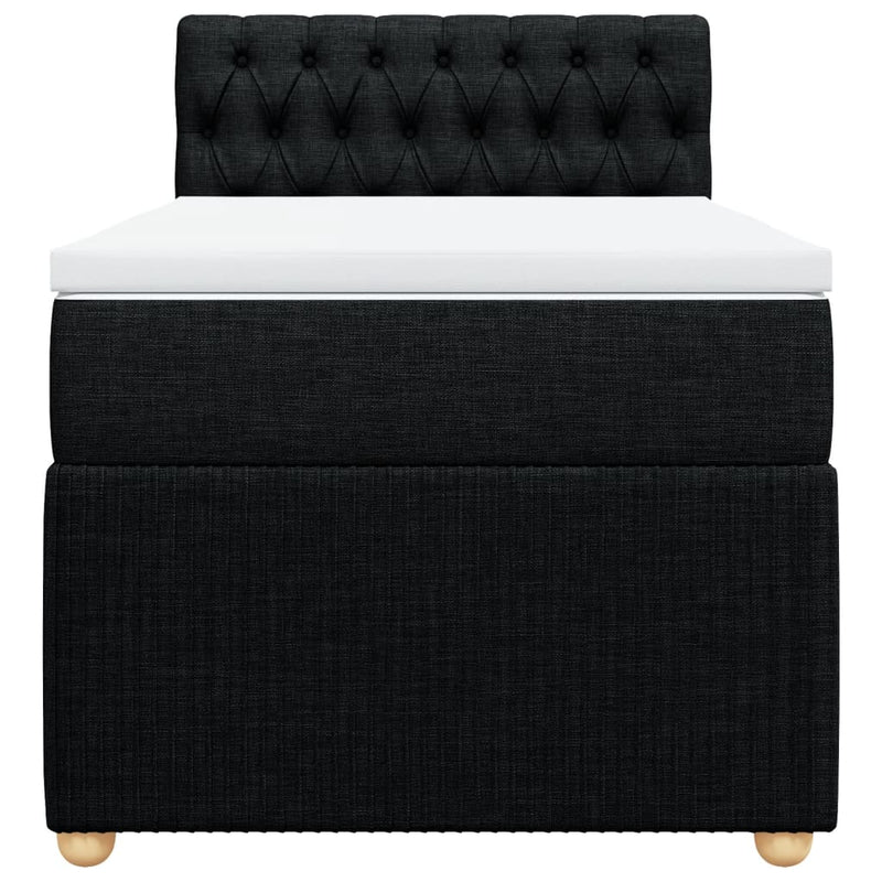 Box Spring Bed with Mattress Black King Single Fabric Payday Deals