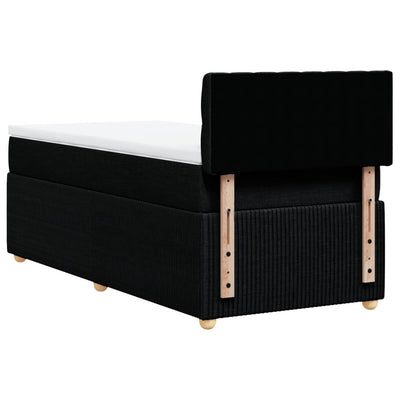 Box Spring Bed with Mattress Black King Single Fabric Payday Deals