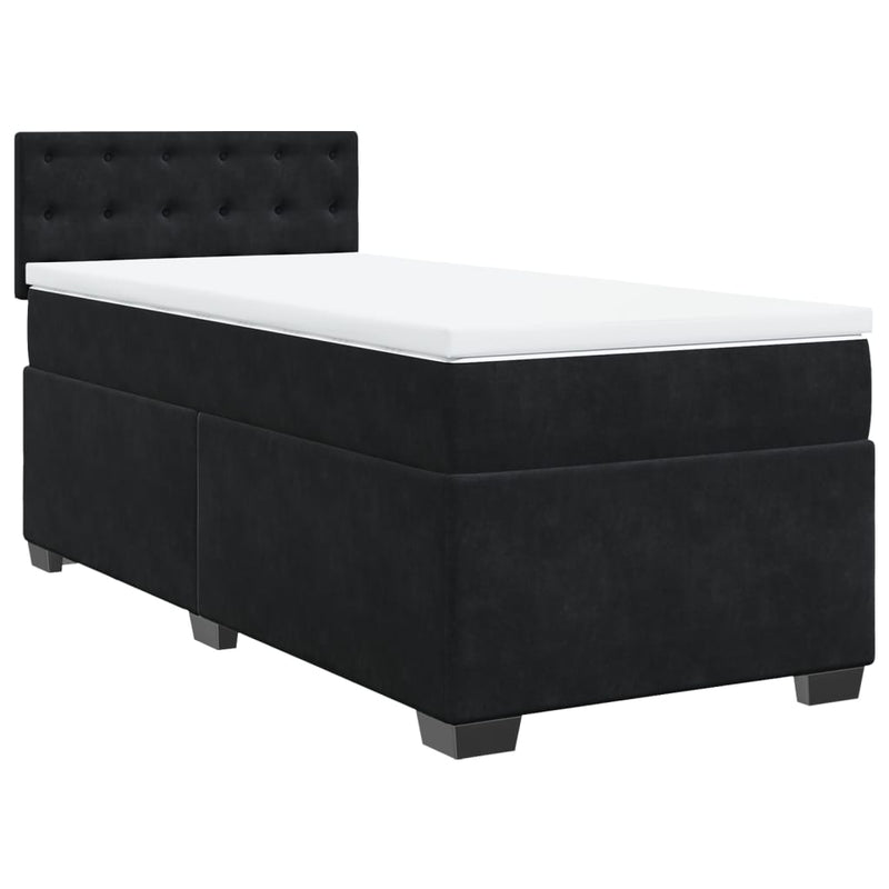 Box Spring Bed with Mattress Black King Single Fabric Payday Deals