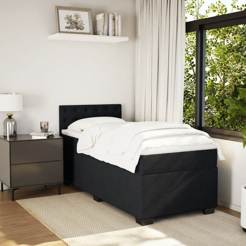 Box Spring Bed with Mattress Black King Single Fabric Payday Deals