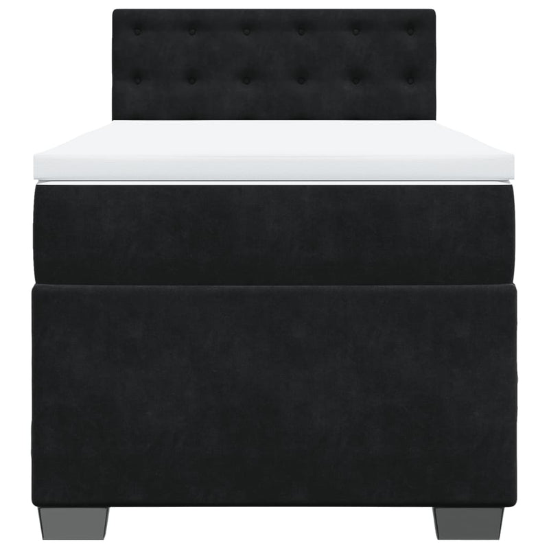 Box Spring Bed with Mattress Black King Single Fabric Payday Deals
