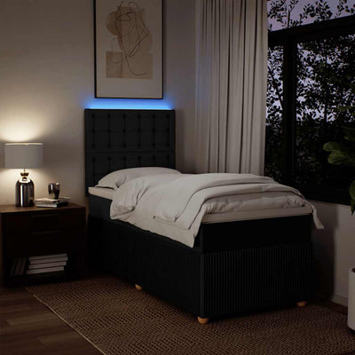 Box Spring Bed with Mattress Black King Single Fabric Payday Deals