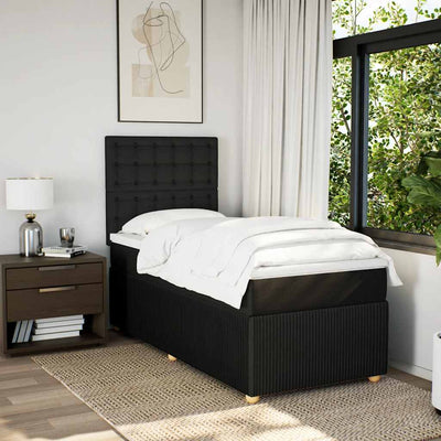 Box Spring Bed with Mattress Black King Single Fabric Payday Deals