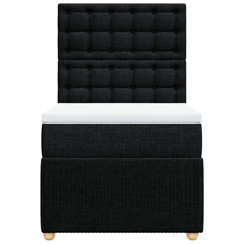 Box Spring Bed with Mattress Black King Single Fabric Payday Deals