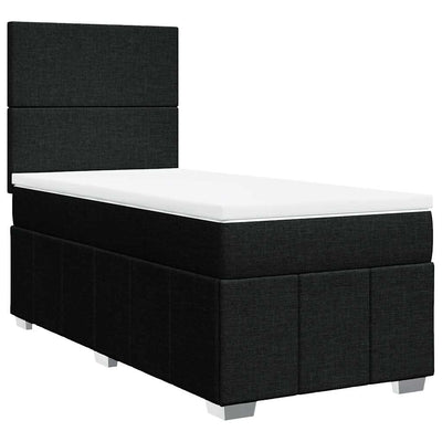 Box Spring Bed with Mattress Black King Single Fabric Payday Deals