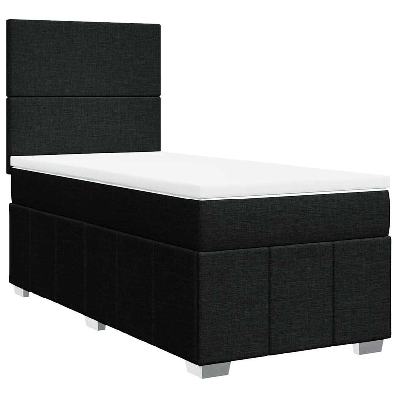 Box Spring Bed with Mattress Black King Single Fabric Payday Deals