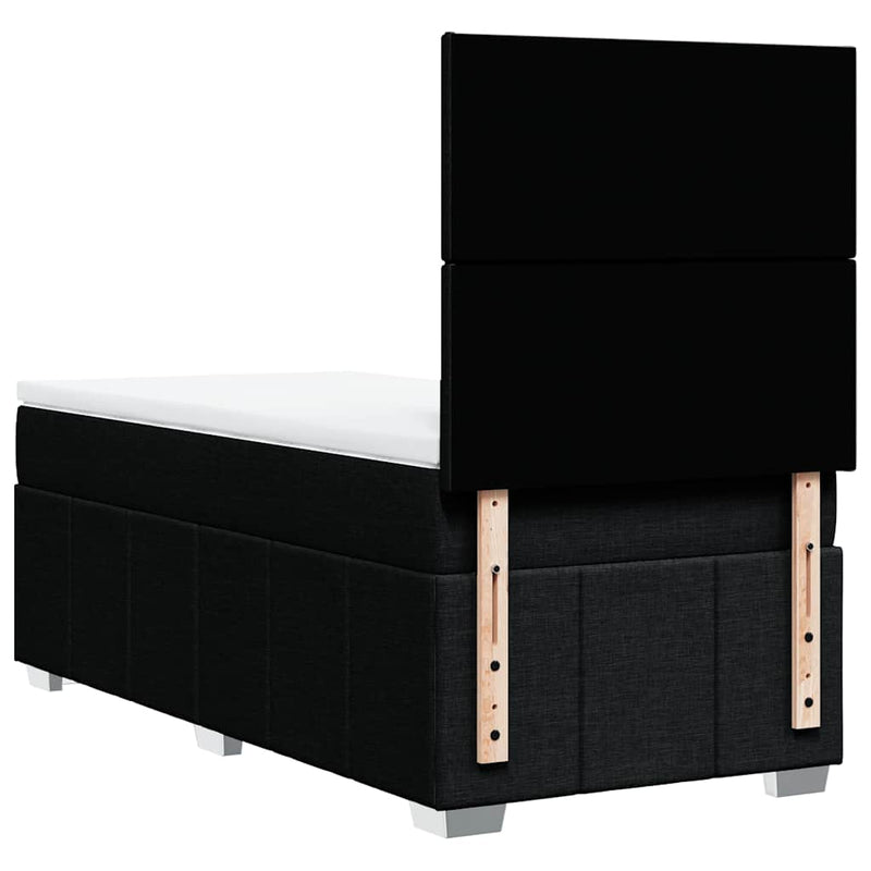 Box Spring Bed with Mattress Black King Single Fabric Payday Deals