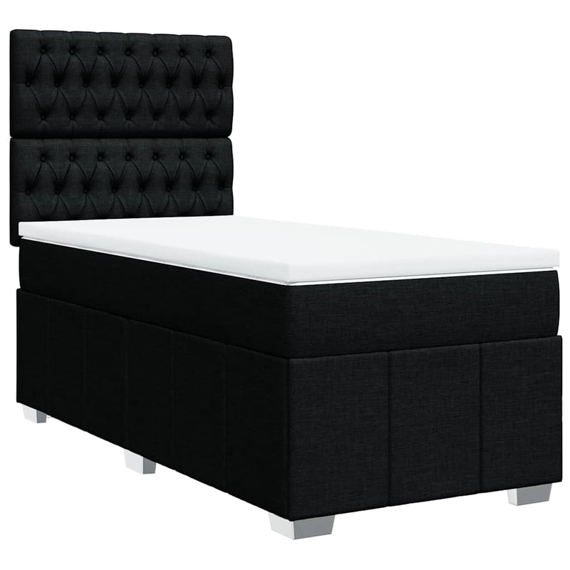 Box Spring Bed with Mattress Black King Single Fabric Payday Deals