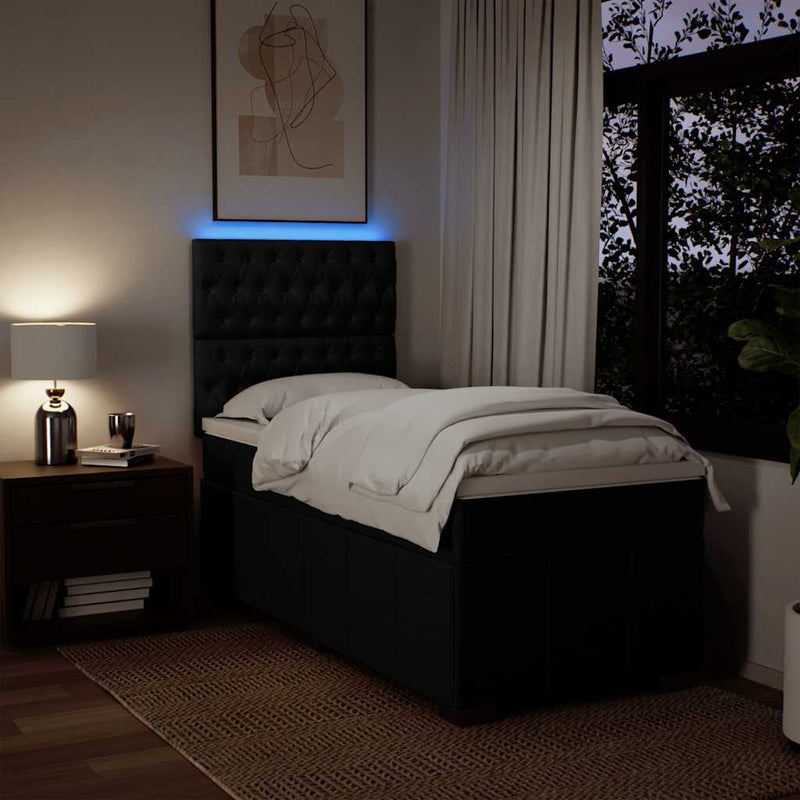 Box Spring Bed with Mattress Black King Single Fabric Payday Deals