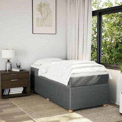 Box Spring Bed with Mattress Black King Single Fabric Payday Deals