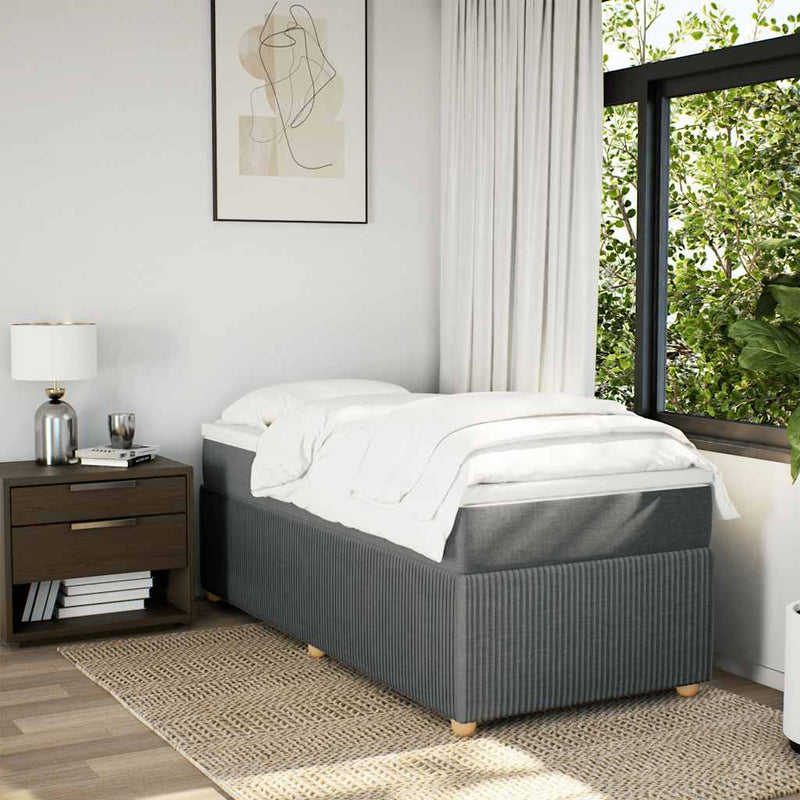 Box Spring Bed with Mattress Black King Single Fabric Payday Deals