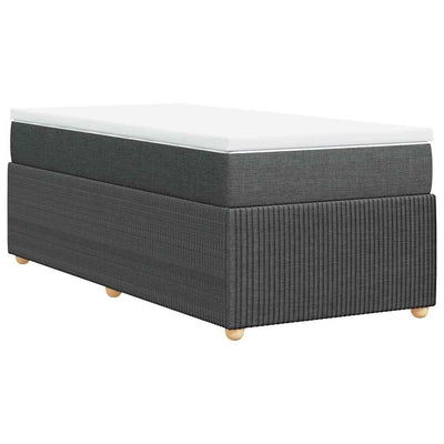 Box Spring Bed with Mattress Black King Single Fabric Payday Deals