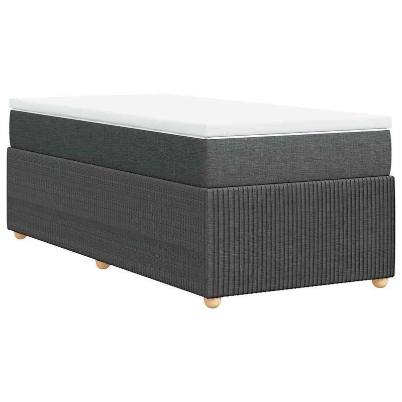 Box Spring Bed with Mattress Black King Single Fabric Payday Deals