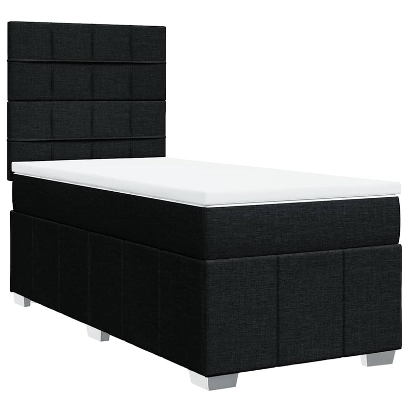 Box Spring Bed with Mattress Black King Single Fabric Payday Deals