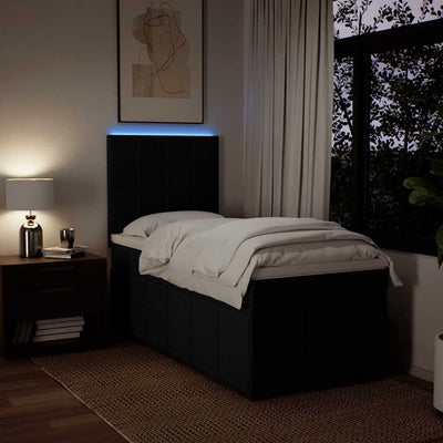 Box Spring Bed with Mattress Black King Single Fabric Payday Deals