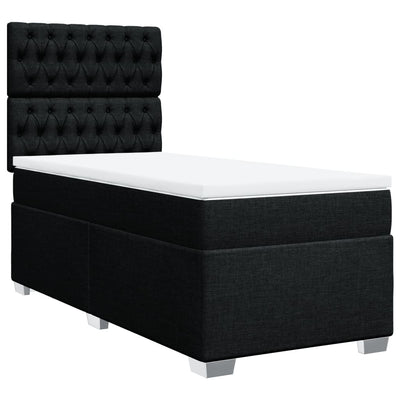Box Spring Bed with Mattress Black King Single Fabric Payday Deals