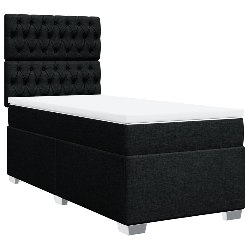 Box Spring Bed with Mattress Black King Single Fabric Payday Deals