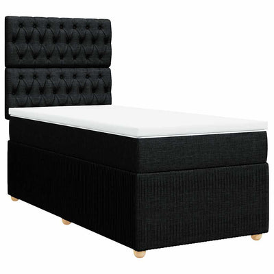 Box Spring Bed with Mattress Black King Single Fabric Payday Deals
