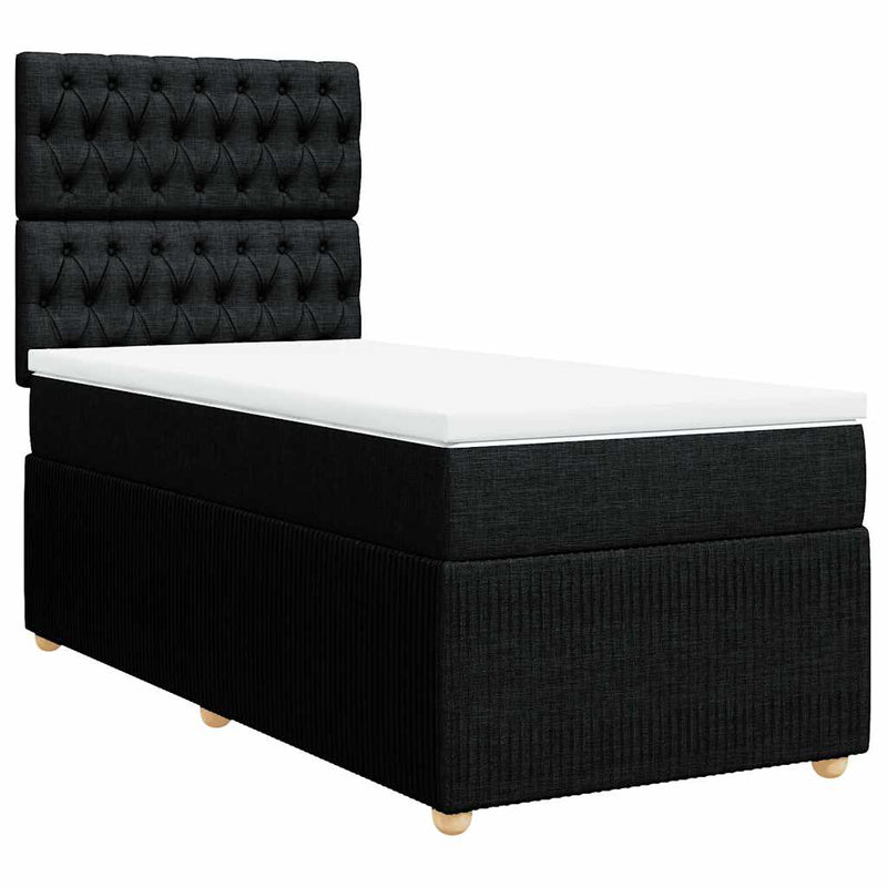 Box Spring Bed with Mattress Black King Single Fabric Payday Deals