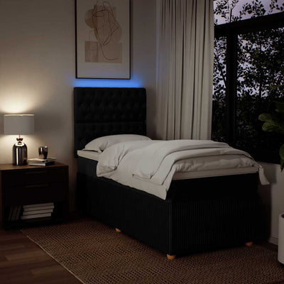 Box Spring Bed with Mattress Black King Single Fabric Payday Deals