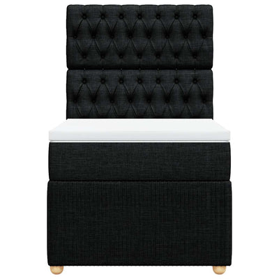 Box Spring Bed with Mattress Black King Single Fabric Payday Deals
