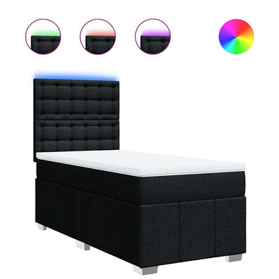 Box Spring Bed with Mattress Black King Single Fabric Payday Deals
