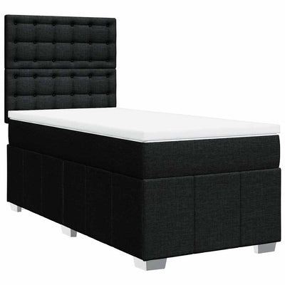 Box Spring Bed with Mattress Black King Single Fabric Payday Deals