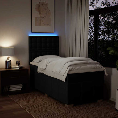 Box Spring Bed with Mattress Black King Single Fabric Payday Deals