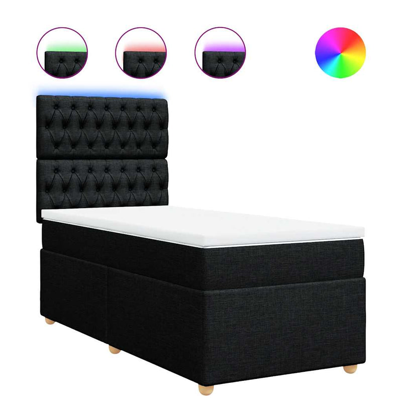 Box Spring Bed with Mattress Black King Single Fabric Payday Deals
