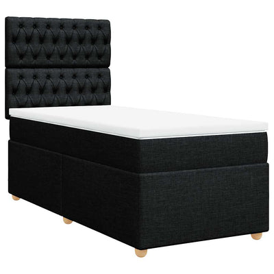 Box Spring Bed with Mattress Black King Single Fabric Payday Deals