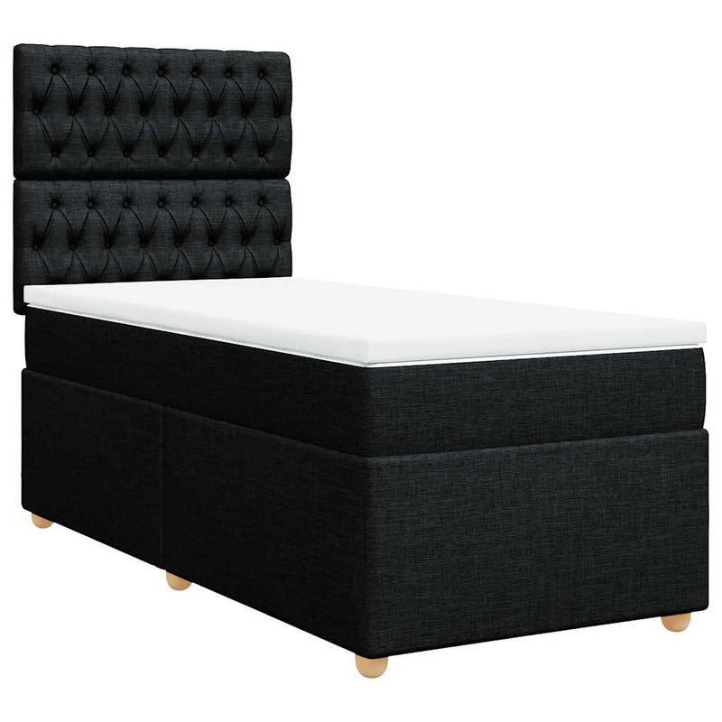 Box Spring Bed with Mattress Black King Single Fabric Payday Deals