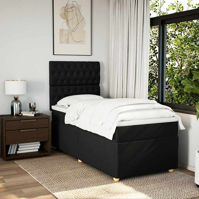 Box Spring Bed with Mattress Black King Single Fabric Payday Deals