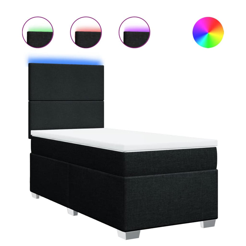 Box Spring Bed with Mattress Black King Single Fabric Payday Deals