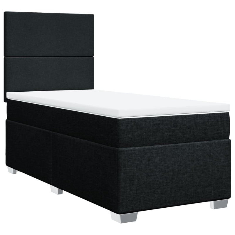 Box Spring Bed with Mattress Black King Single Fabric Payday Deals