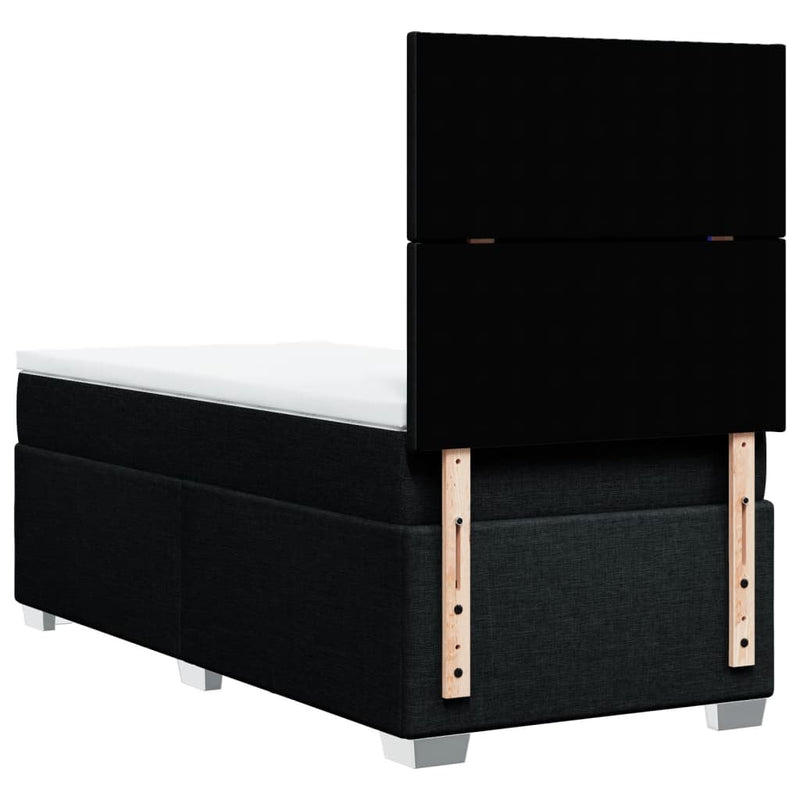 Box Spring Bed with Mattress Black King Single Fabric Payday Deals